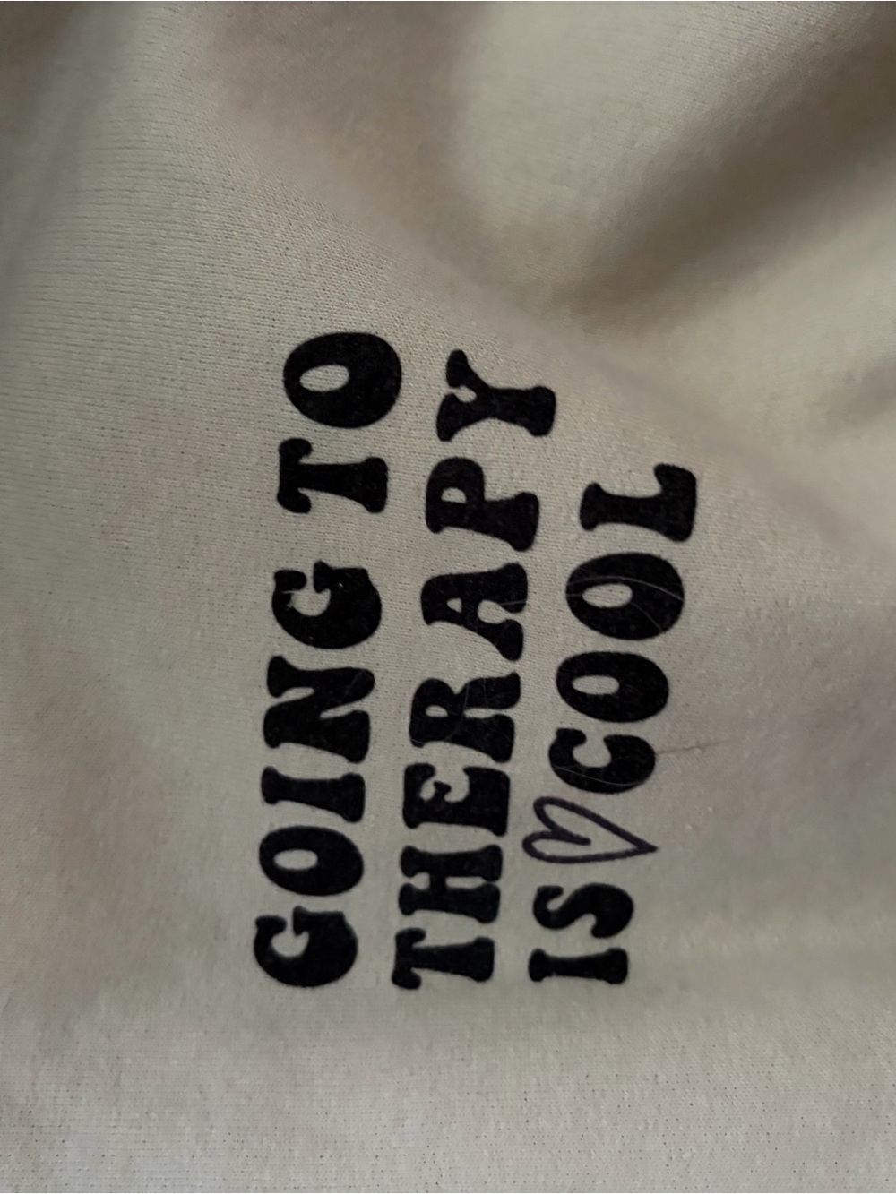 Gildan Cream Crewneck Sweatshirt with Small Black Text Graphic - Picture 2 of 3